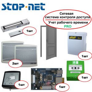 Система контроля доступа STOP-Net 4.0 (с учетом рабочего времени) – управление электрозамком (двухсторонняя дверь)