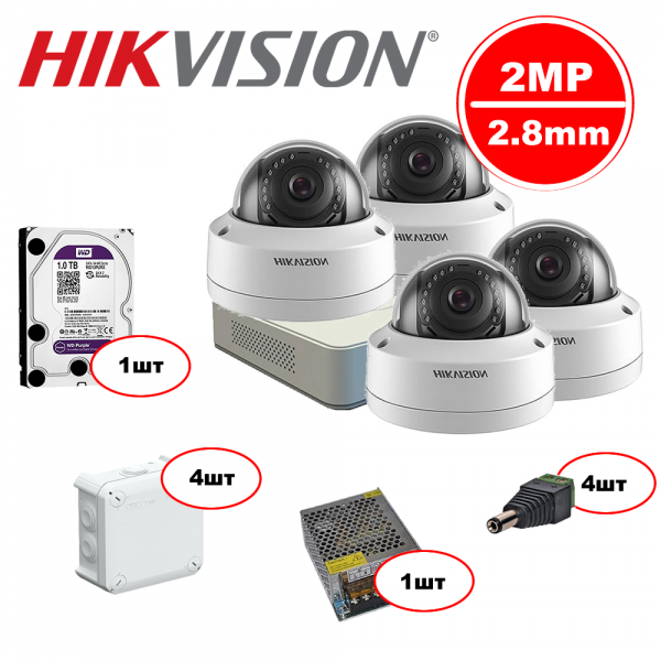 Комплект Hikvision IP – 4in 2MP